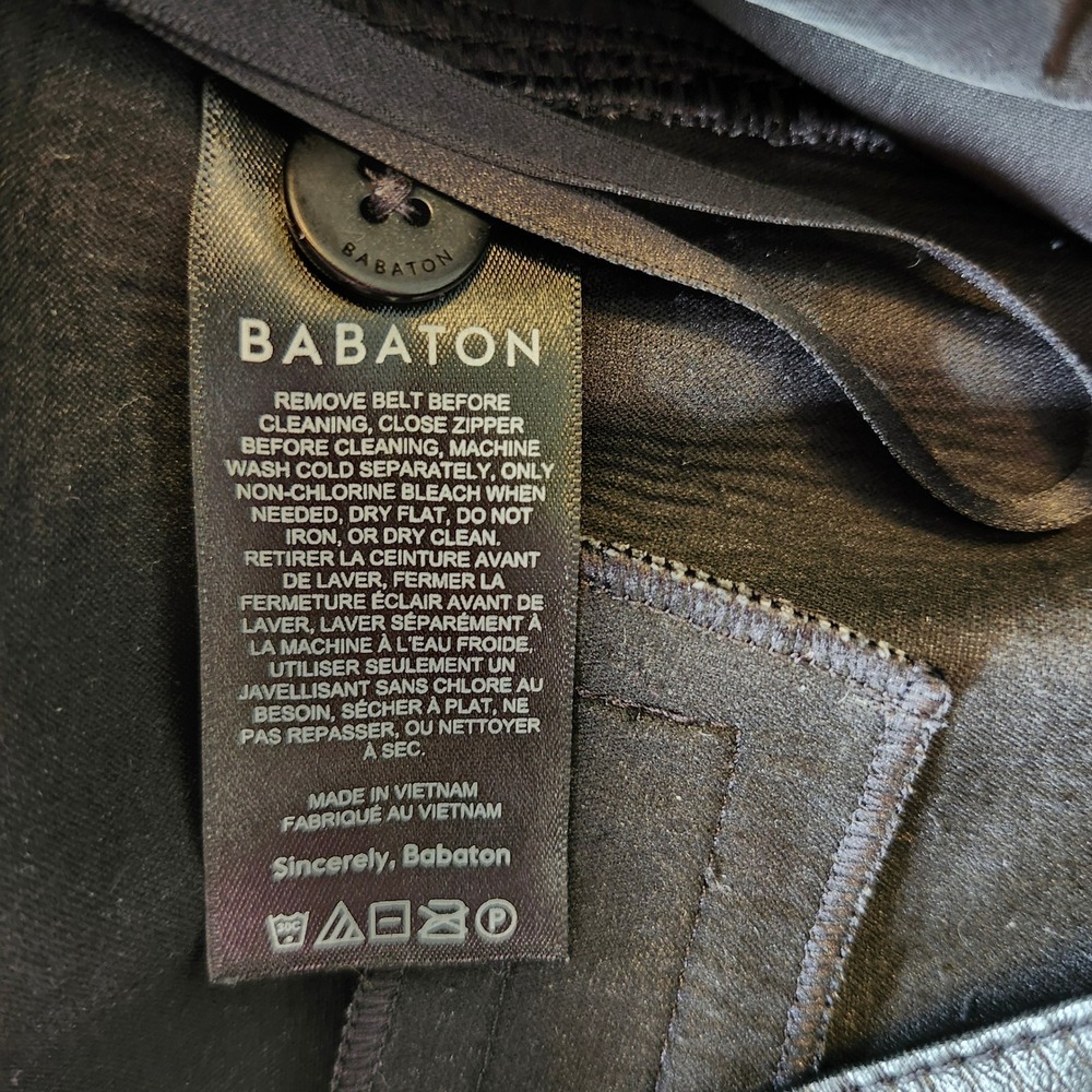 Babaton Aritzia Vegan Leather Tie-Waist Tapered Pants Black Women's Size 10 - Picture 6 of 12